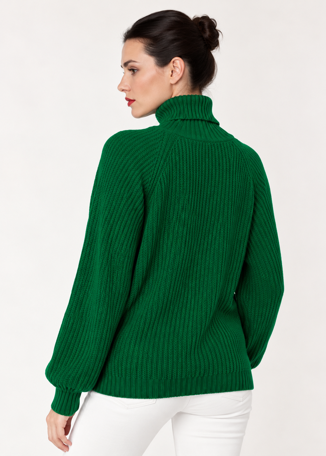 Rib-Knit Turtleneck Pullover Sweater - FELLAURA