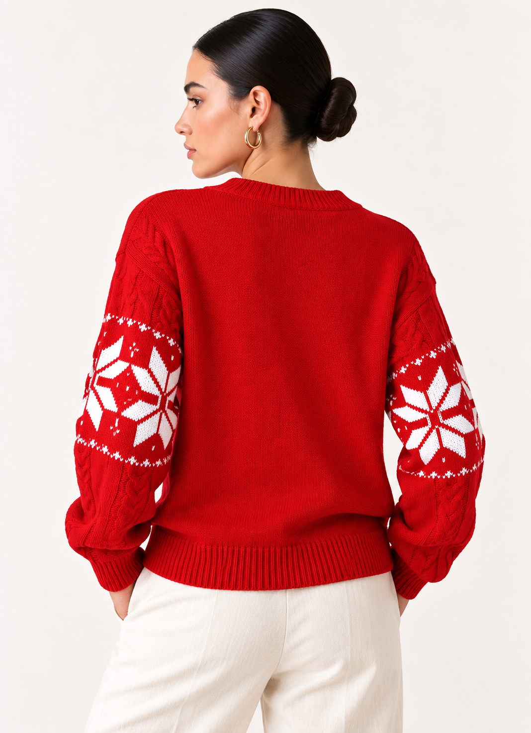 Christmas Snowflake Cable Knit Sweater