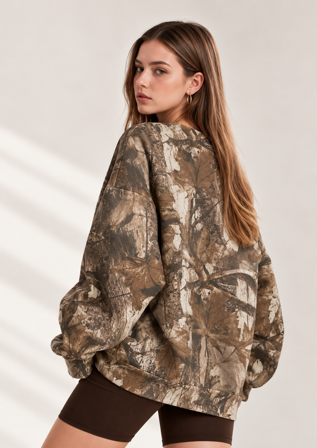 Oversized Printed Crew Neck Sweatshirt - FELLAURA