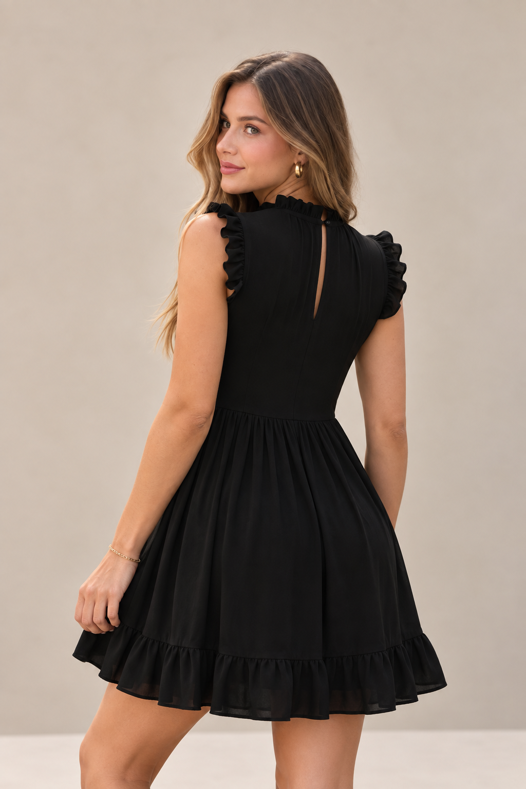 Ruffled Sleeveless Mini Dress