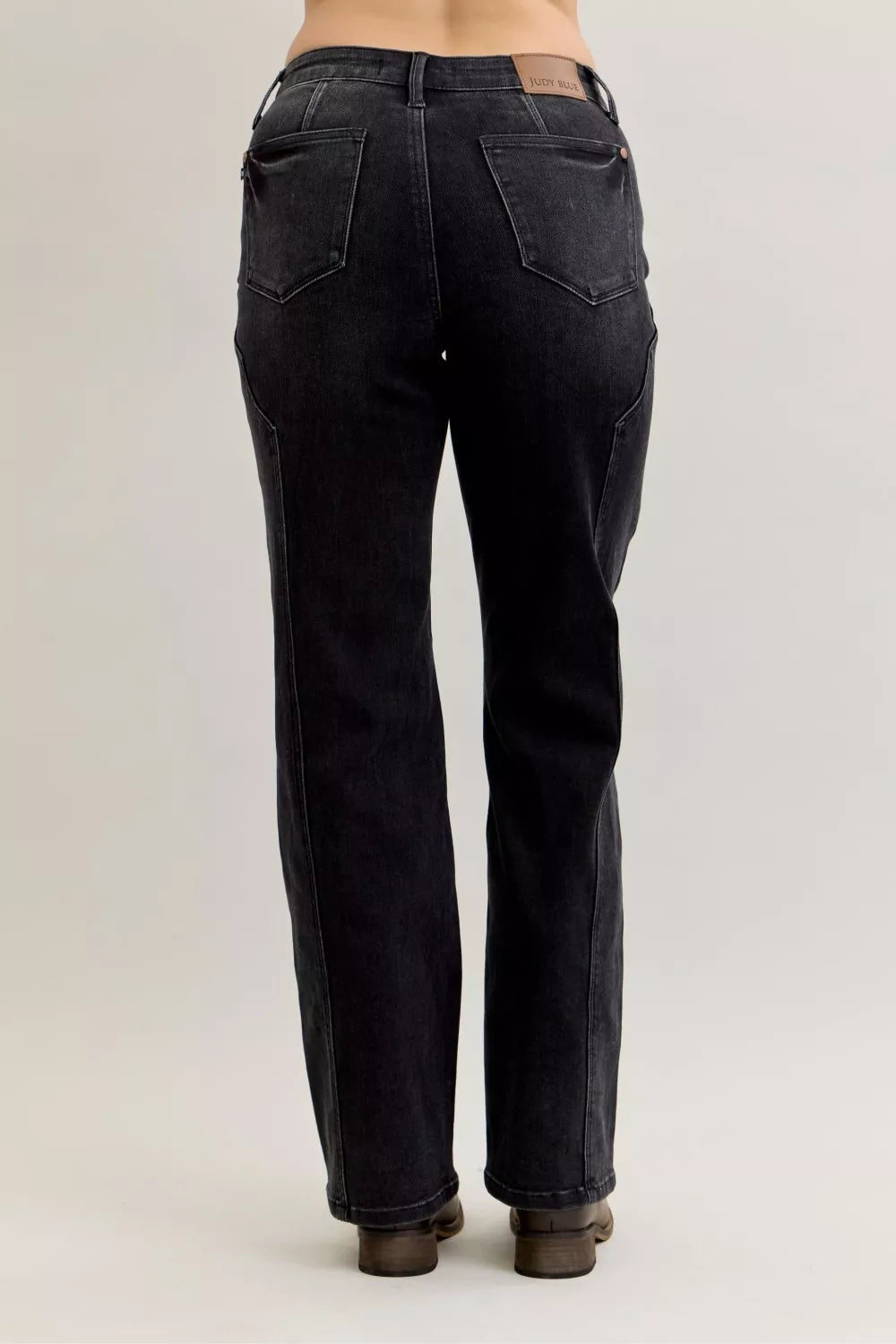 Judy Blue Mid Rise Straight Western Seam Detail Jeans - FELLAURA