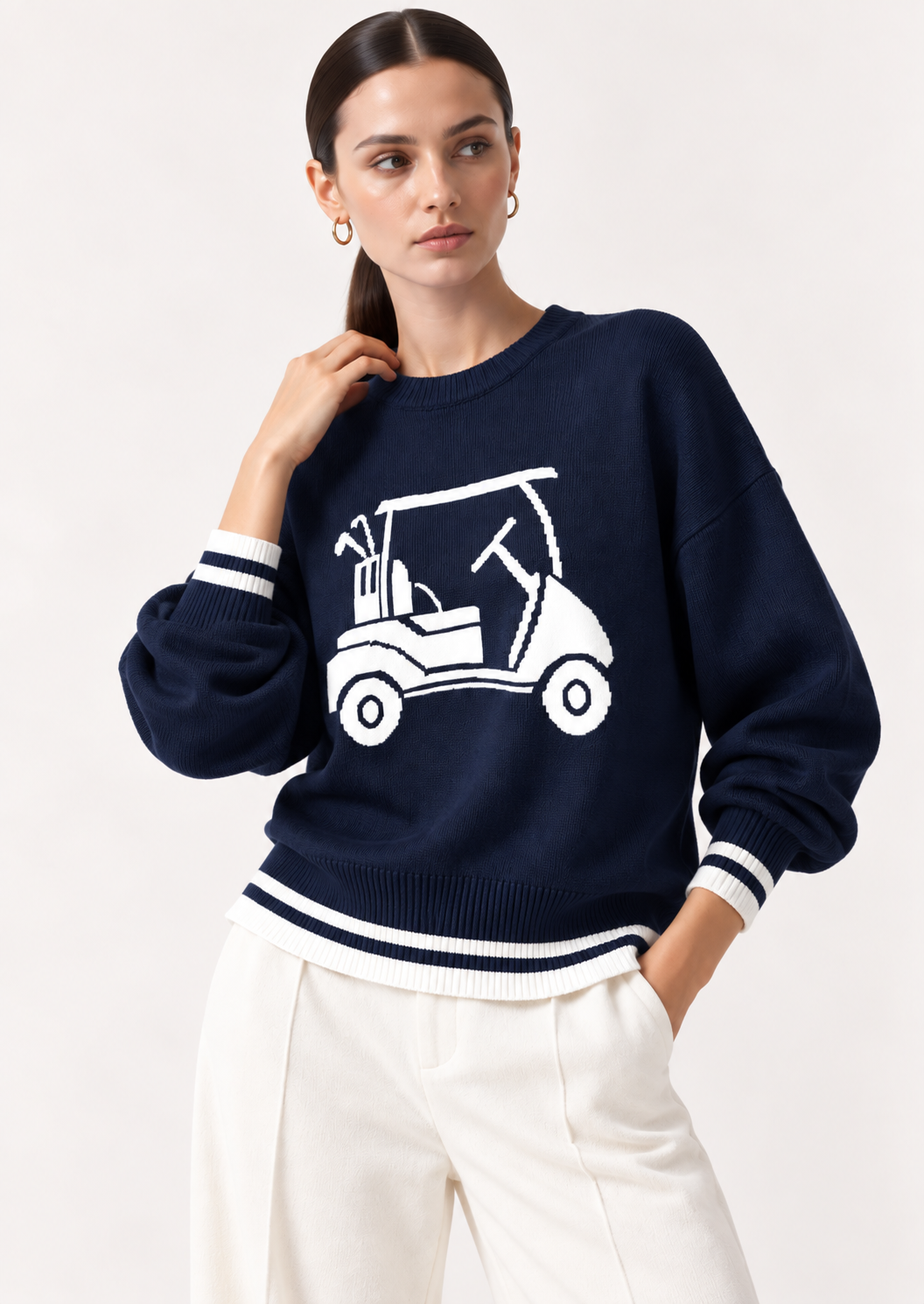 Golf Cart Graphic Dropped Shoulder Sweater