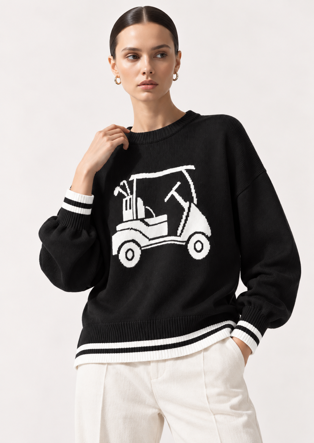 Golf Cart Graphic Dropped Shoulder Sweater