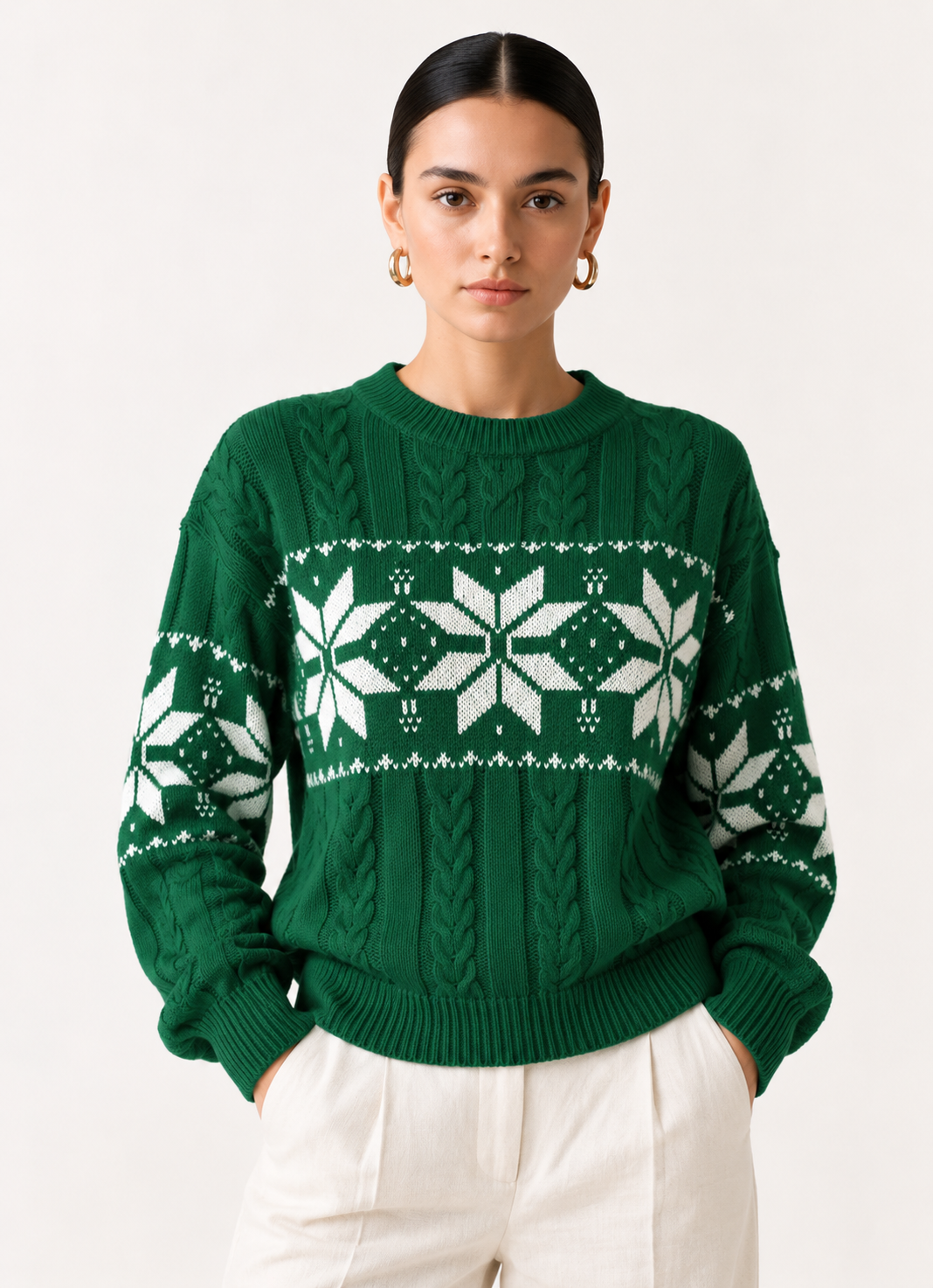 Christmas Snowflake Cable Knit Sweater