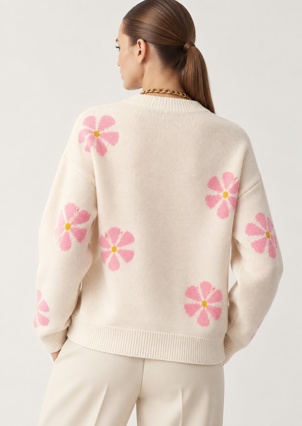 Angel Wings Round Neck Long Sleeve Sweater - FELLAURA