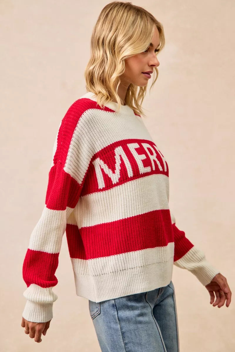 BiBi Christmas Merry Lettering Sweater - FELLAURA