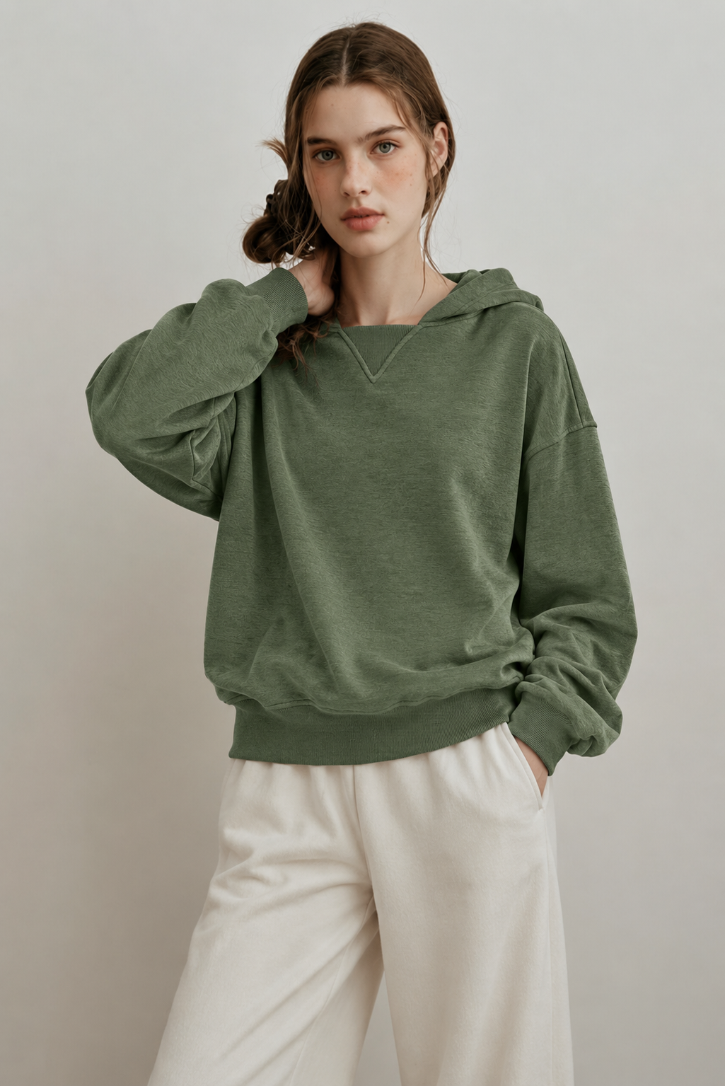 Comfortable Dropped Shoulder Slit Hoodie - FELLAURA