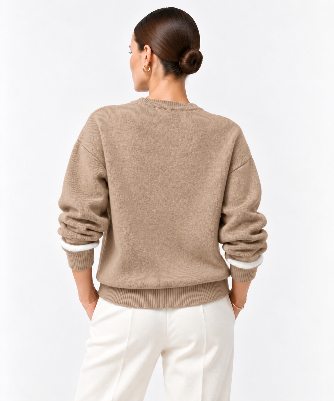 Letter Crew Neck Dropped Shoulder Sweater - FELLAURA