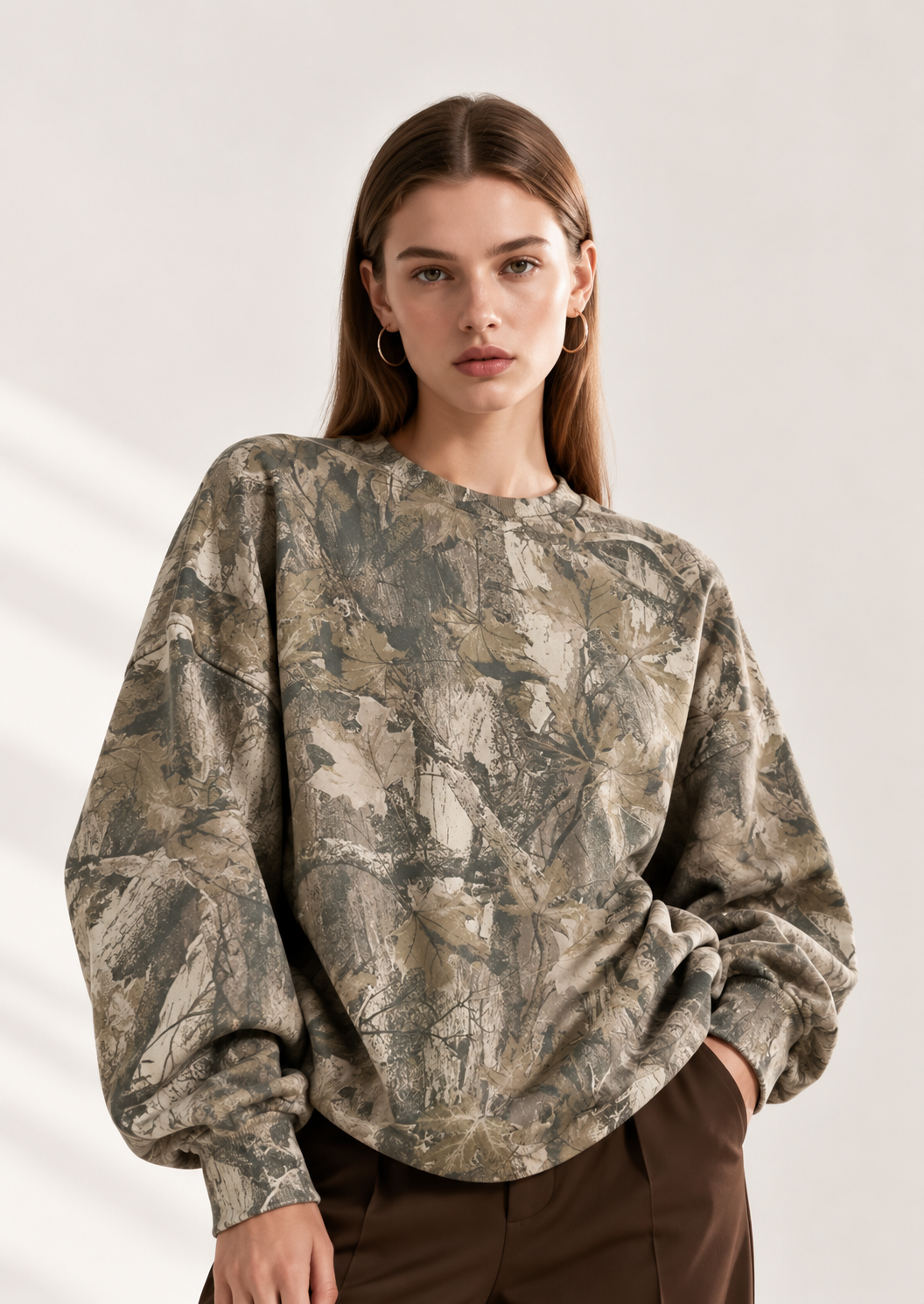 Oversized Printed Crew Neck Sweatshirt - FELLAURA