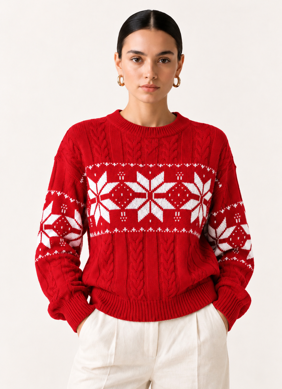 Christmas Snowflake Cable Knit Sweater