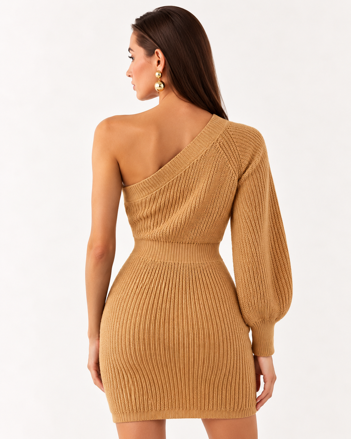 One-Shoulder Mini Sweater Dress - FELLAURA