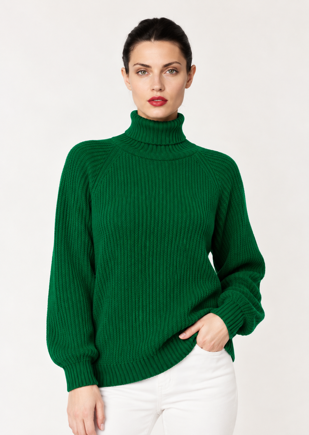 Rib-Knit Turtleneck Pullover Sweater - FELLAURA