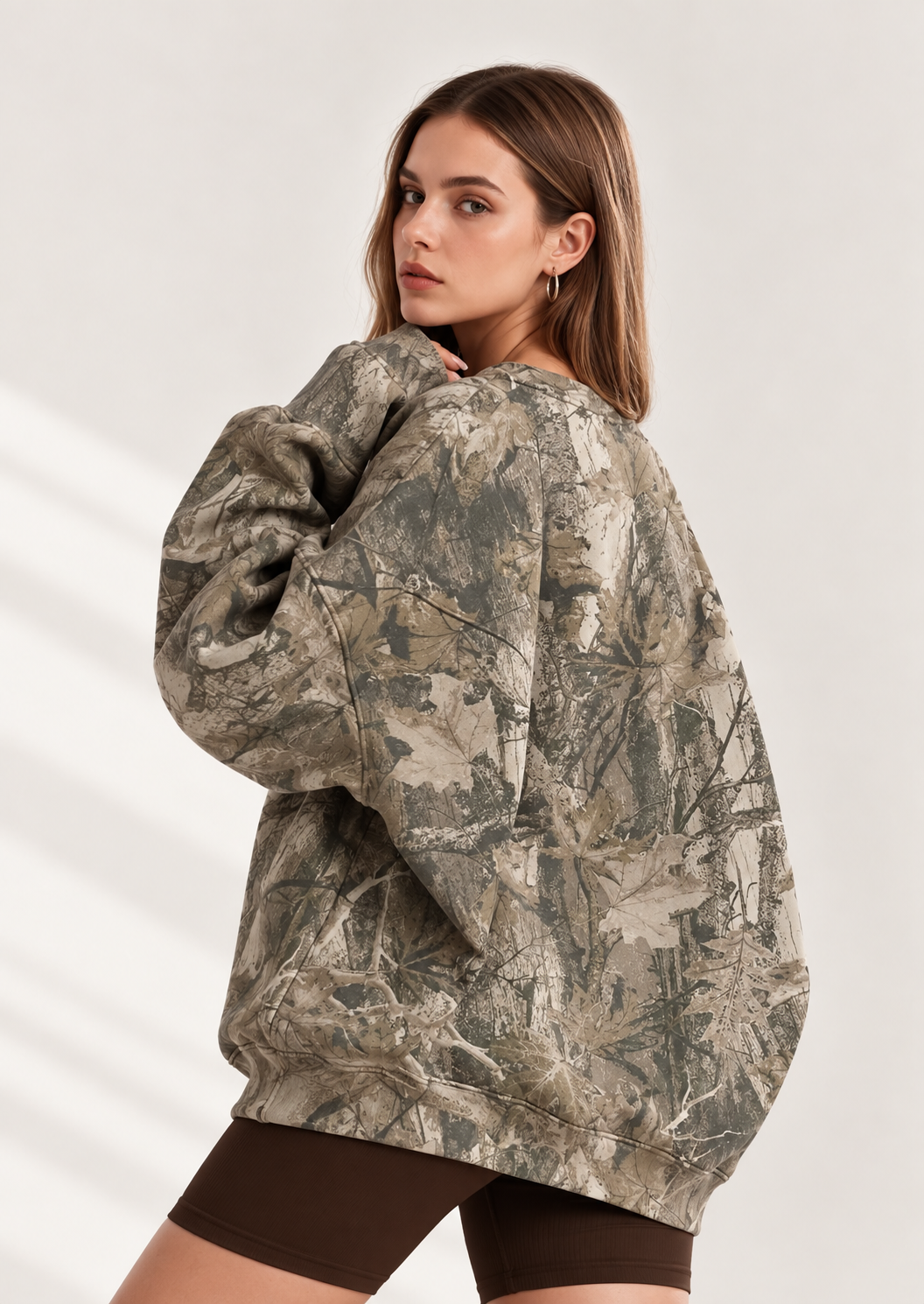 Oversized Printed Crew Neck Sweatshirt - FELLAURA