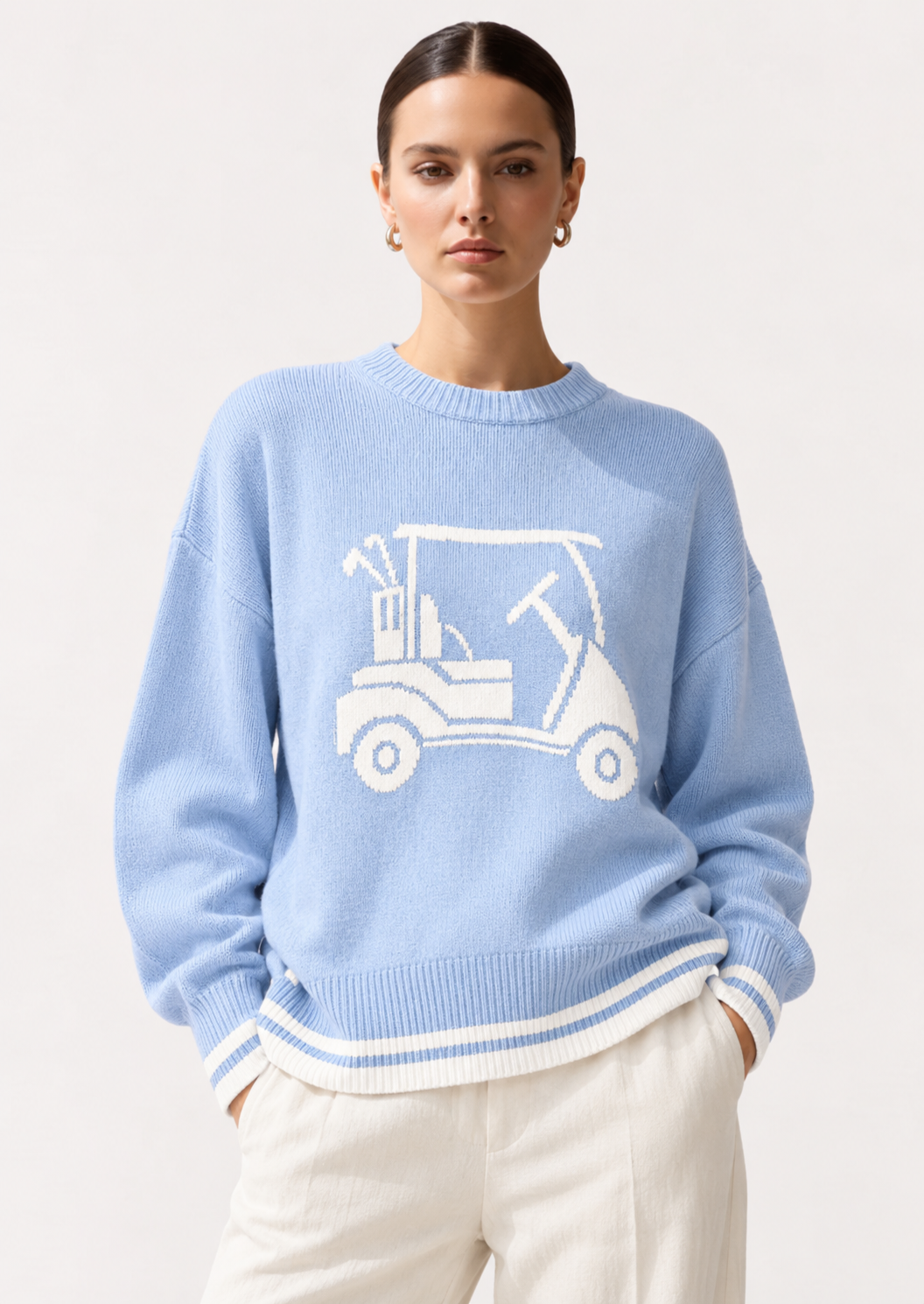 Golf Cart Graphic Dropped Shoulder Sweater