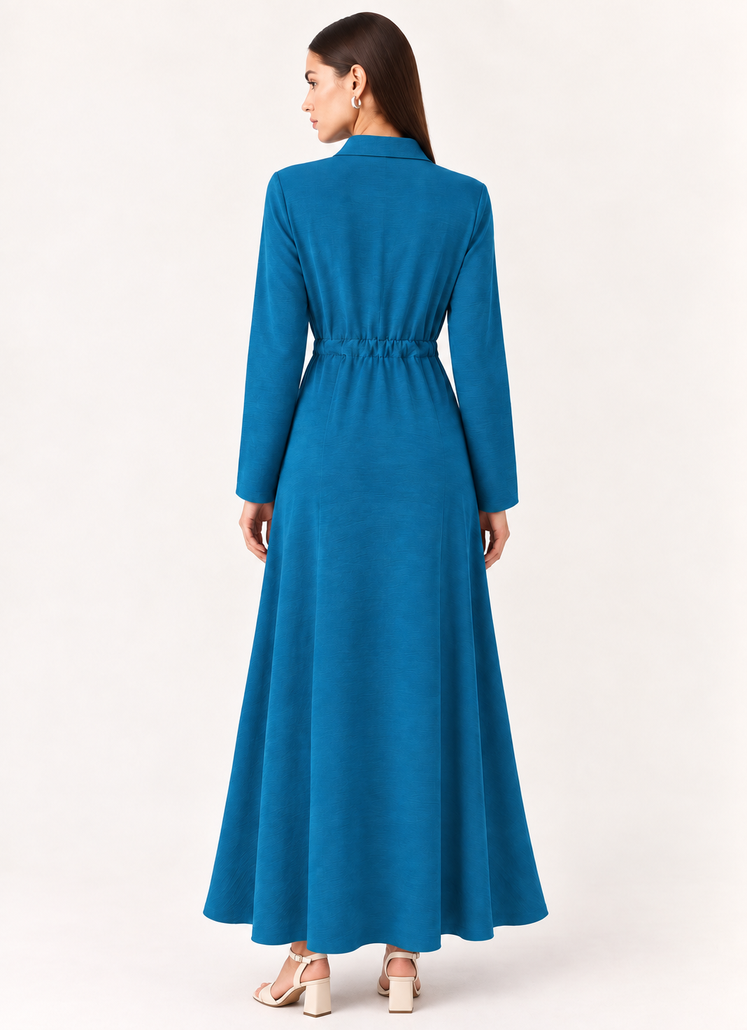 Elegant Button-Down Long Sleeve Dress - FELLAURA