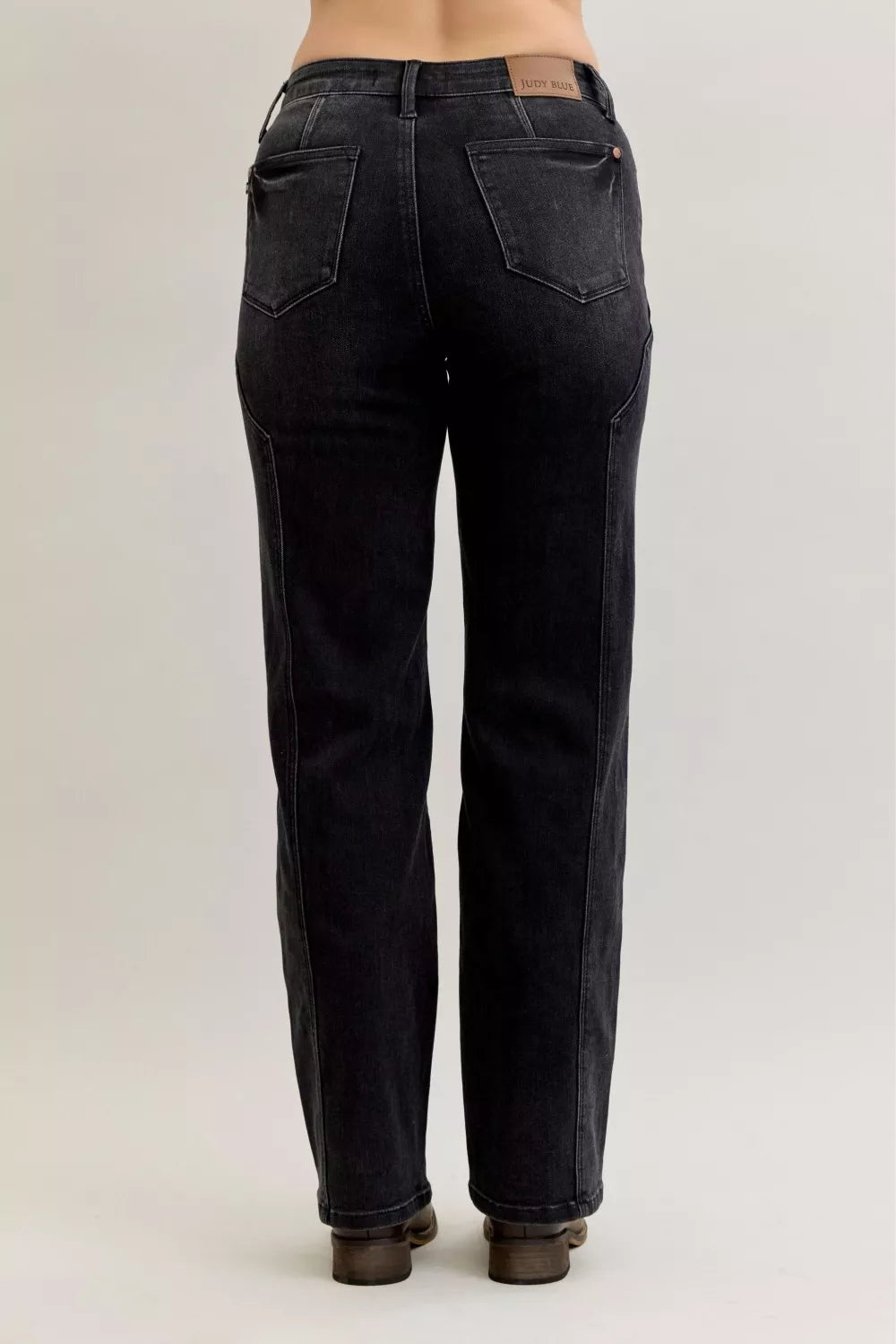 Judy Blue Mid Rise Straight Western Seam Detail Jeans - FELLAURA