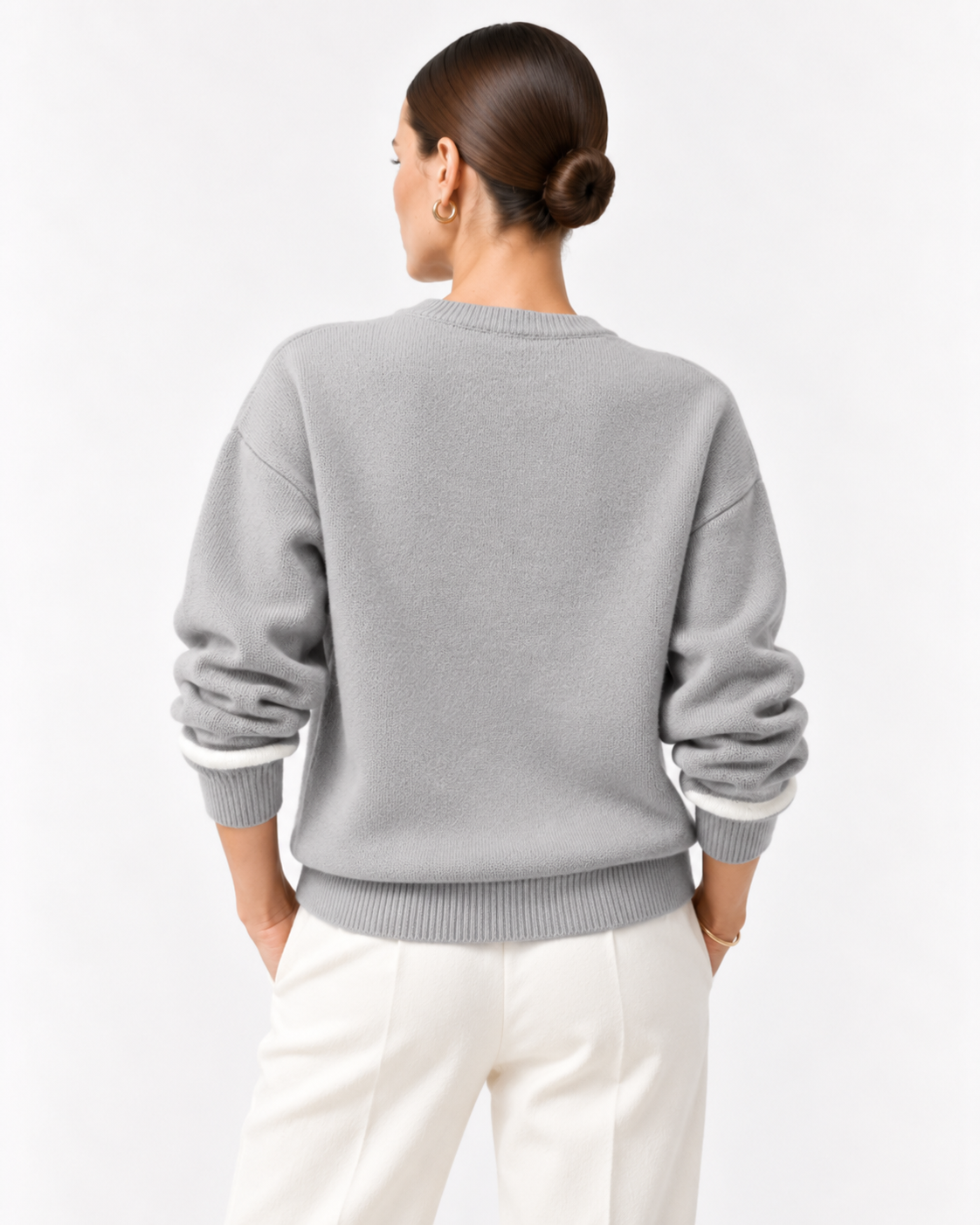 Letter Crew Neck Dropped Shoulder Sweater - FELLAURA