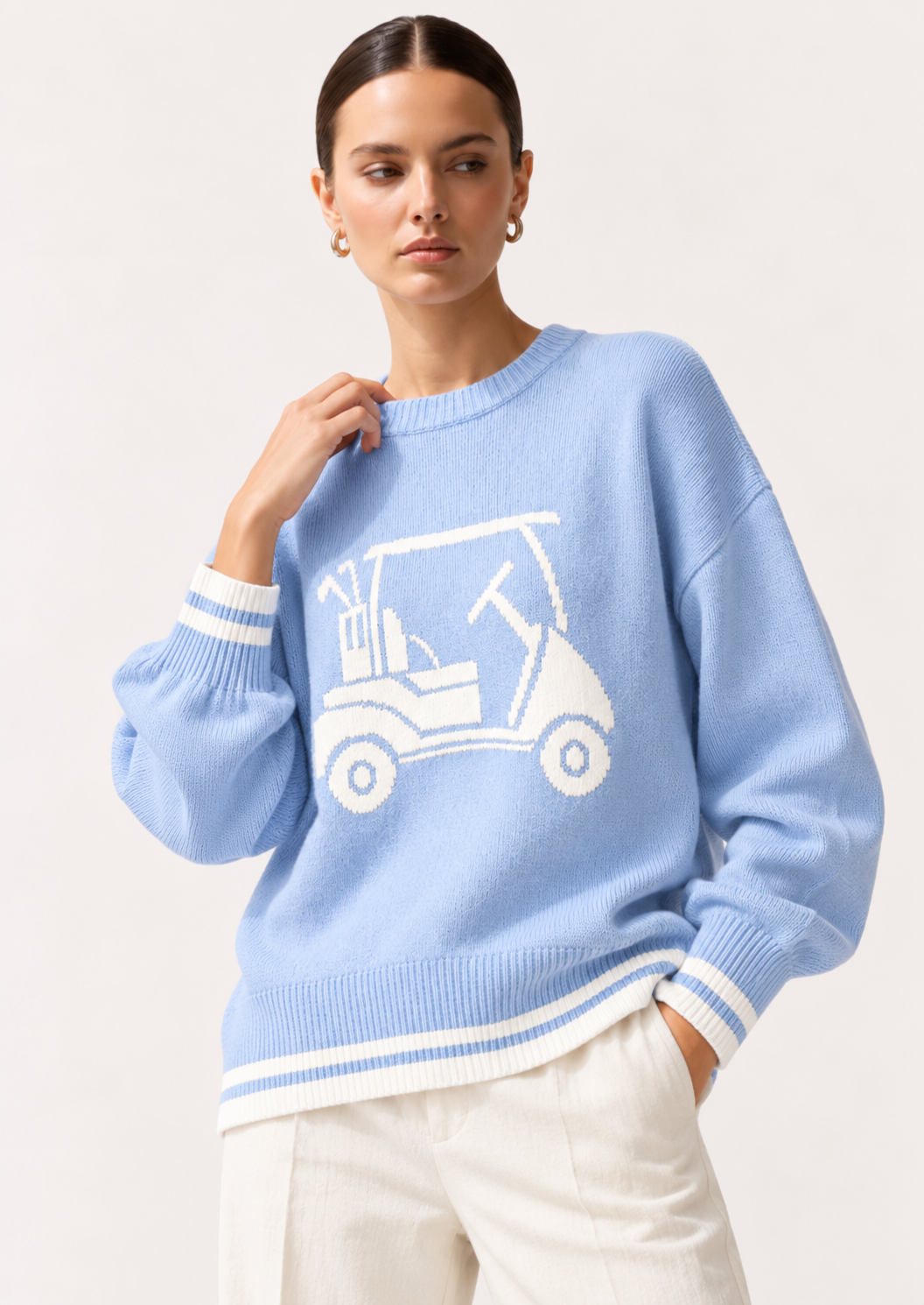 Golf Cart Graphic Dropped Shoulder Sweater
