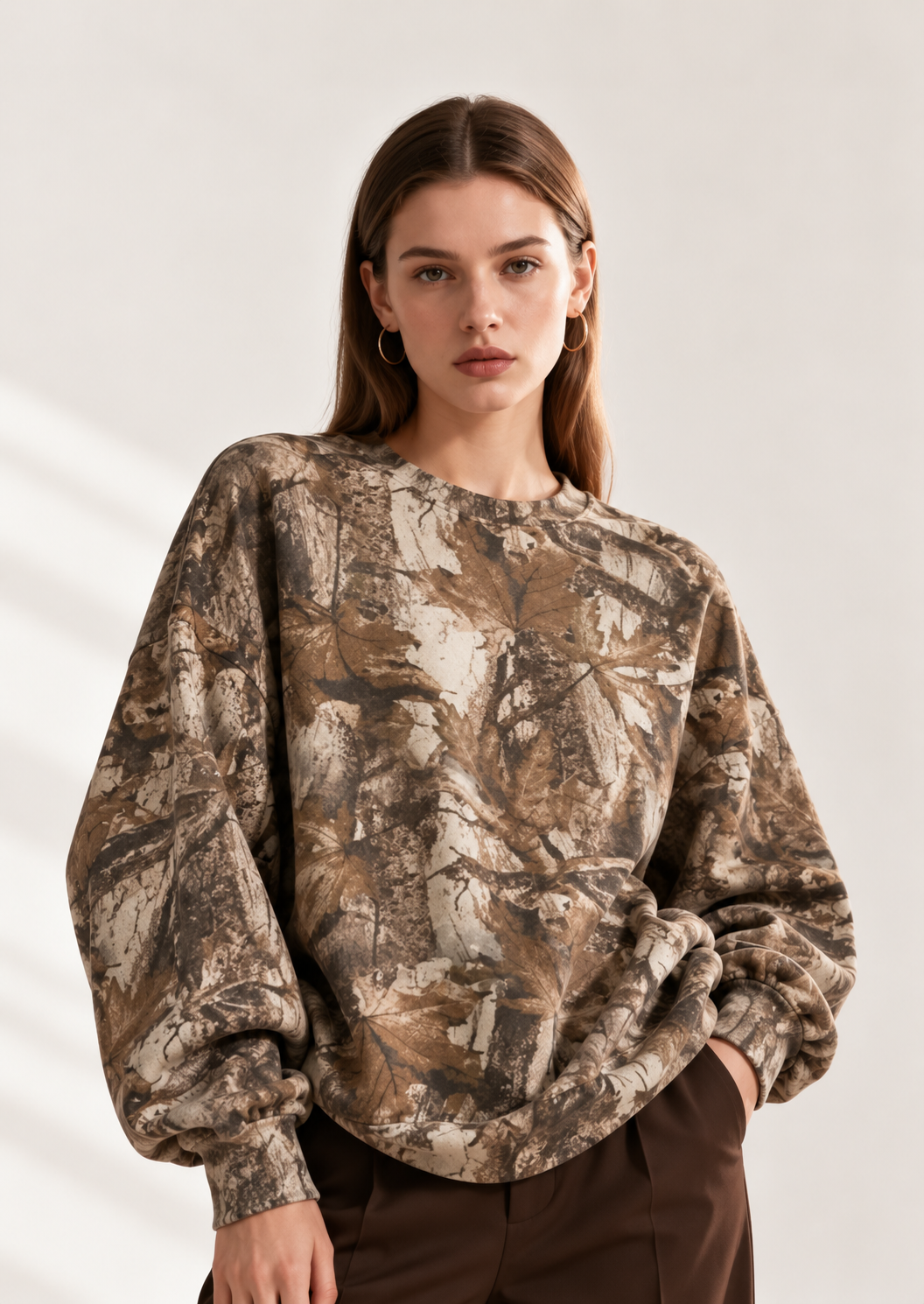 Oversized Printed Crew Neck Sweatshirt - FELLAURA