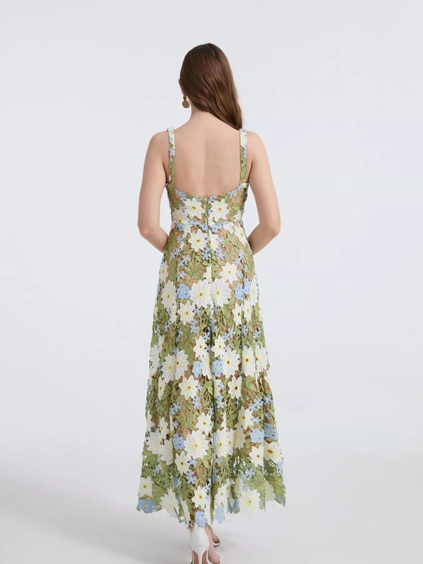 Stylish Floral Embroidered Maxi Dress - FELLAURA