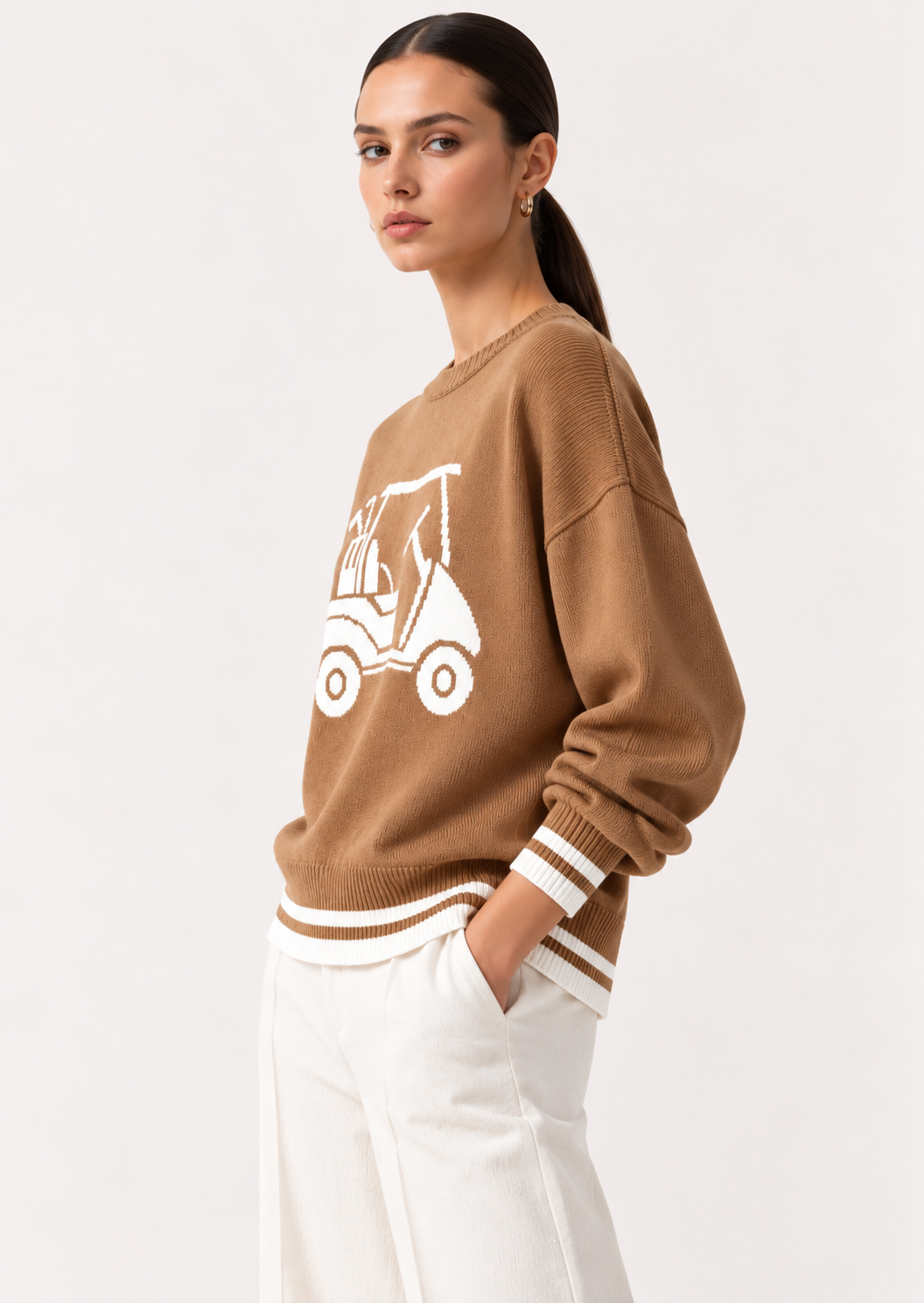 Golf Cart Graphic Dropped Shoulder Sweater