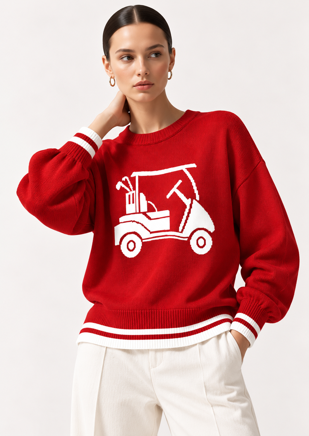 Golf Cart Graphic Dropped Shoulder Sweater