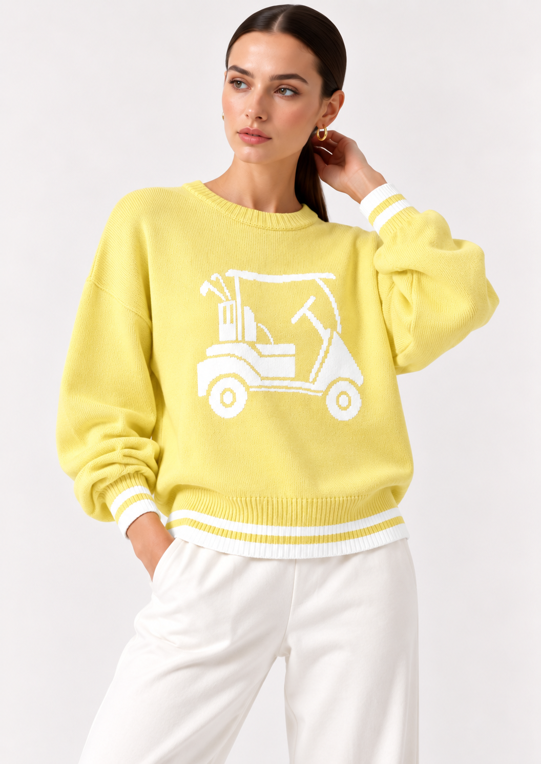 Golf Cart Graphic Dropped Shoulder Sweater