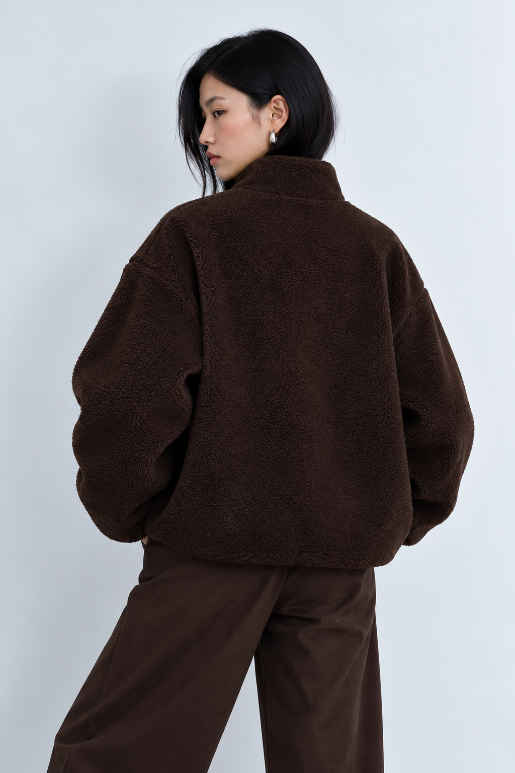 Oversized Cozy Sherpa Fleece Zip-Up Jacket