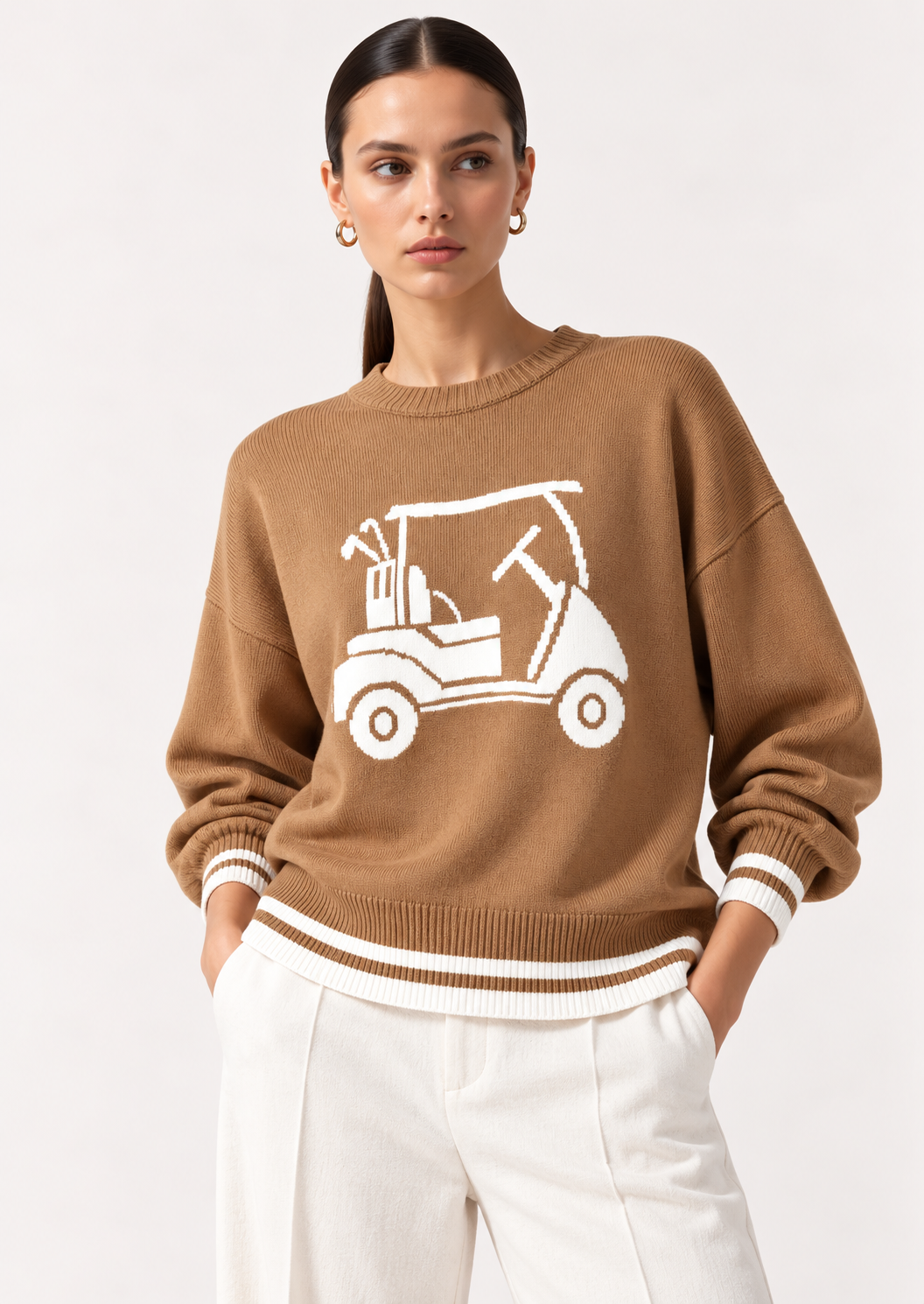 Golf Cart Graphic Dropped Shoulder Sweater