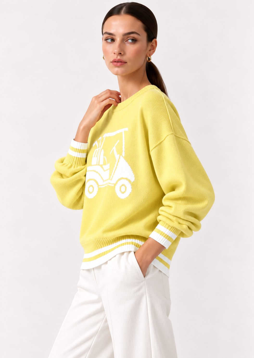 Golf Cart Graphic Dropped Shoulder Sweater