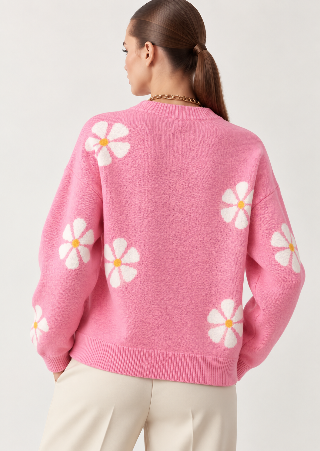 Angel Wings Round Neck Long Sleeve Sweater - FELLAURA
