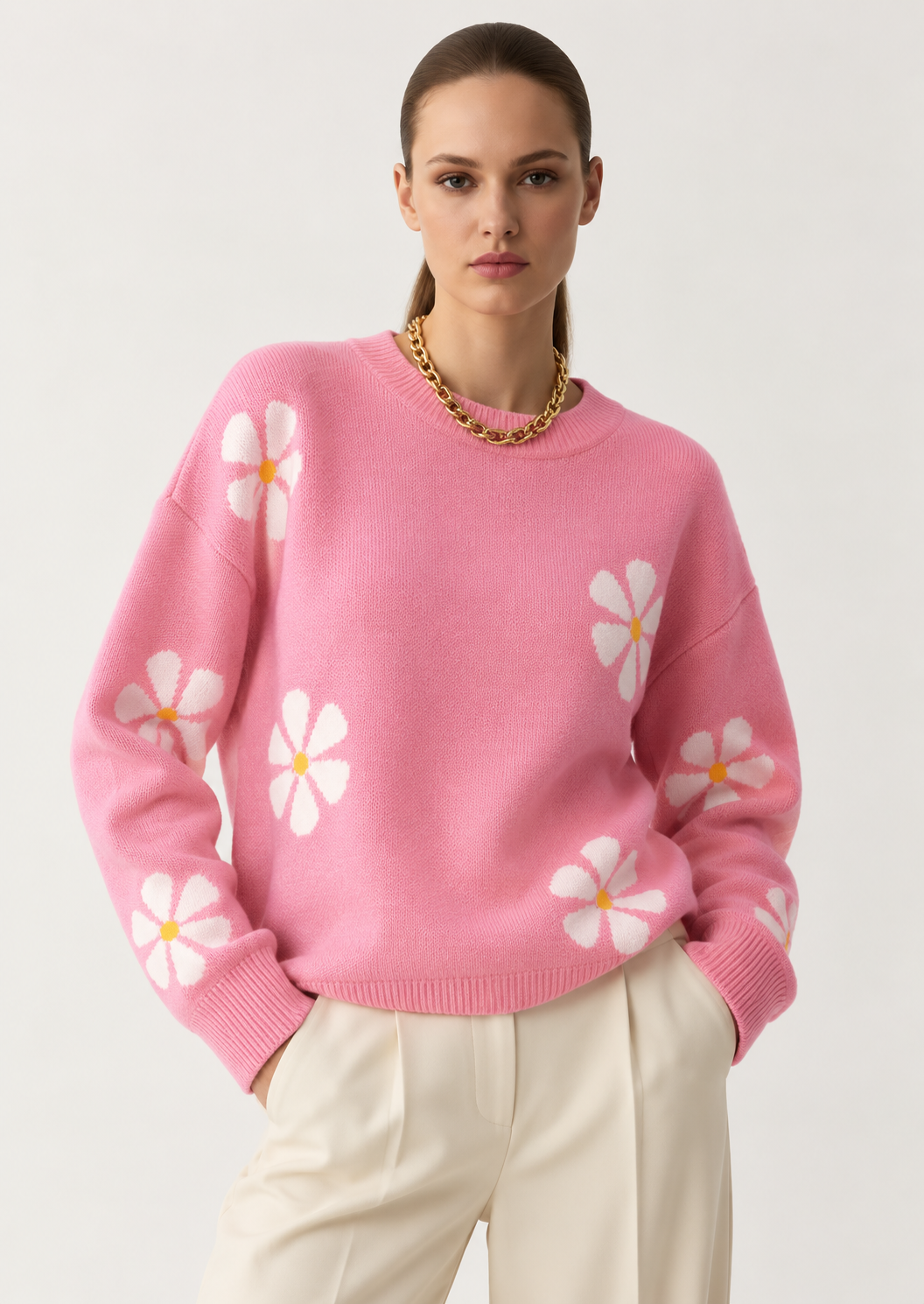 Angel Wings Round Neck Long Sleeve Sweater - FELLAURA