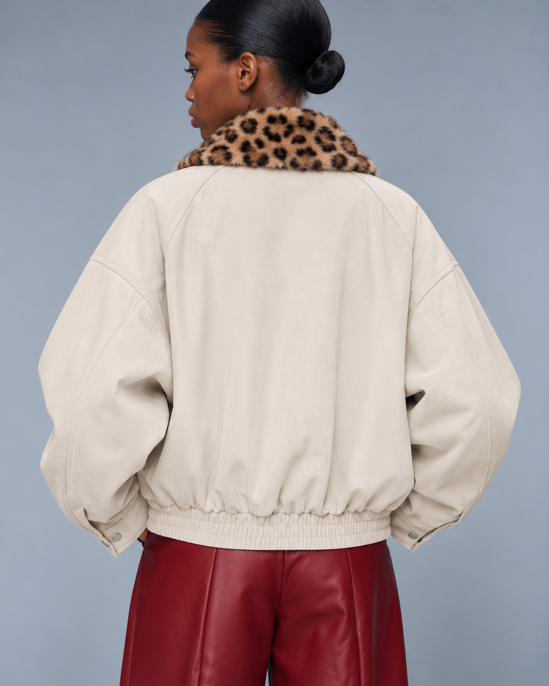 Faux Fur Collar Zip Up Jacket