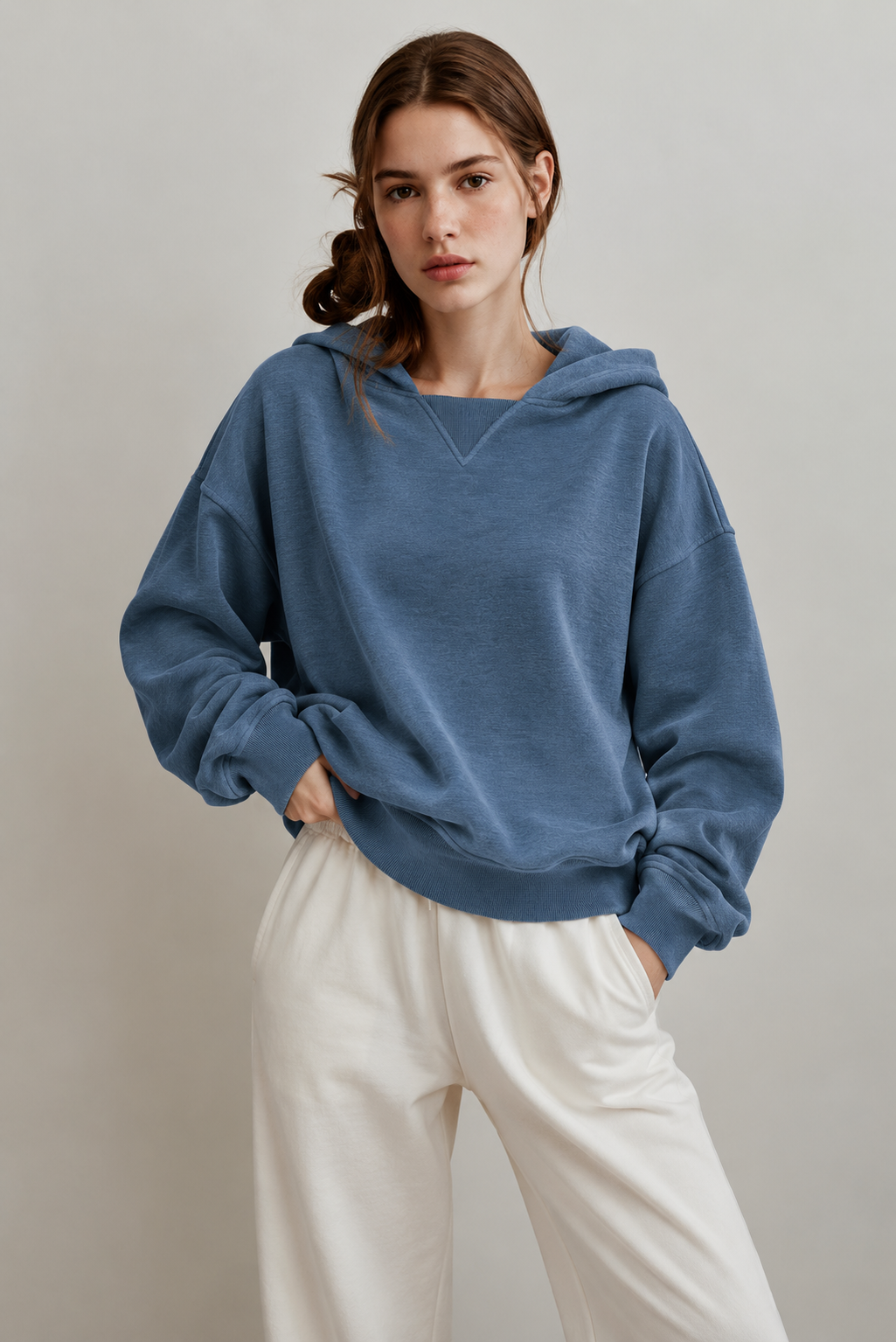 Comfortable Dropped Shoulder Slit Hoodie - FELLAURA