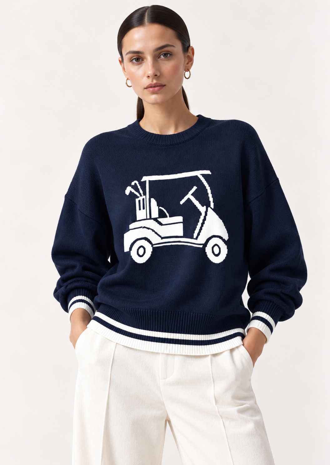 Golf Cart Graphic Dropped Shoulder Sweater