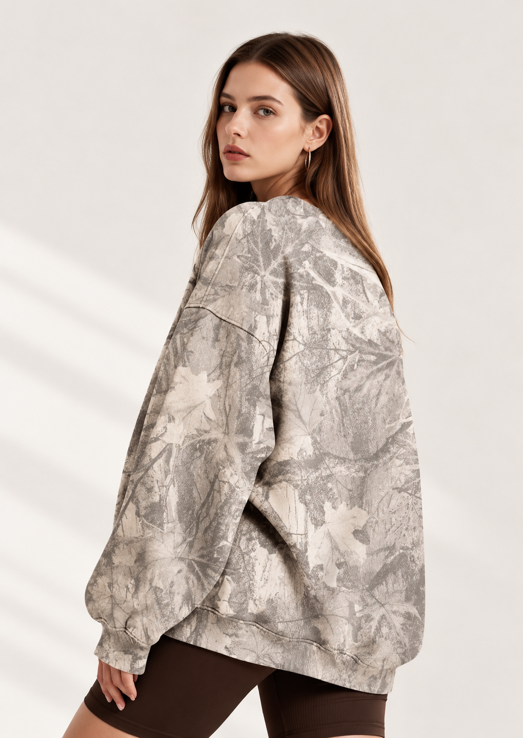 Oversized Printed Crew Neck Sweatshirt - FELLAURA