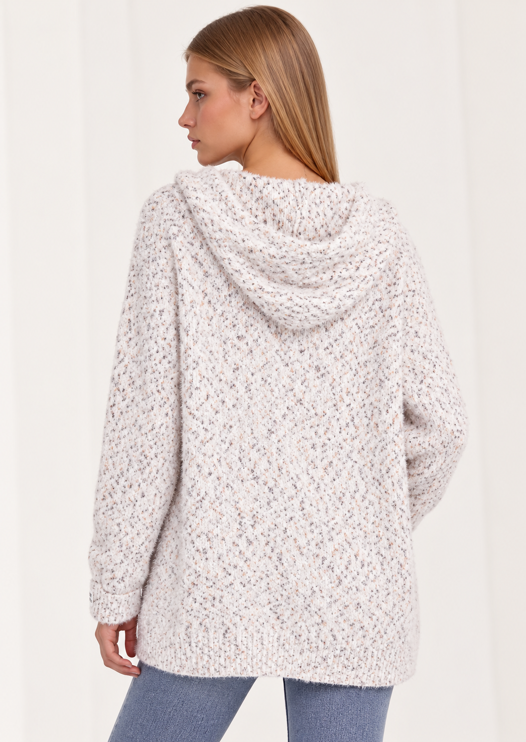 Zip-Up Drawstring Hooded Sweater - FELLAURA