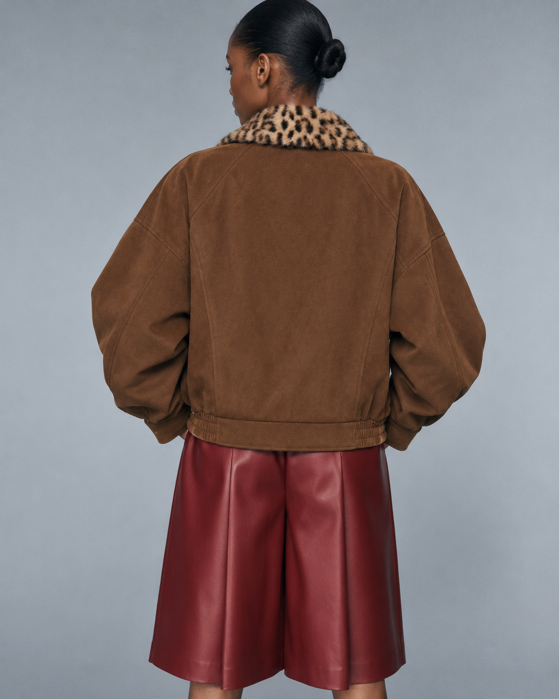 Faux Fur Collar Zip Up Jacket