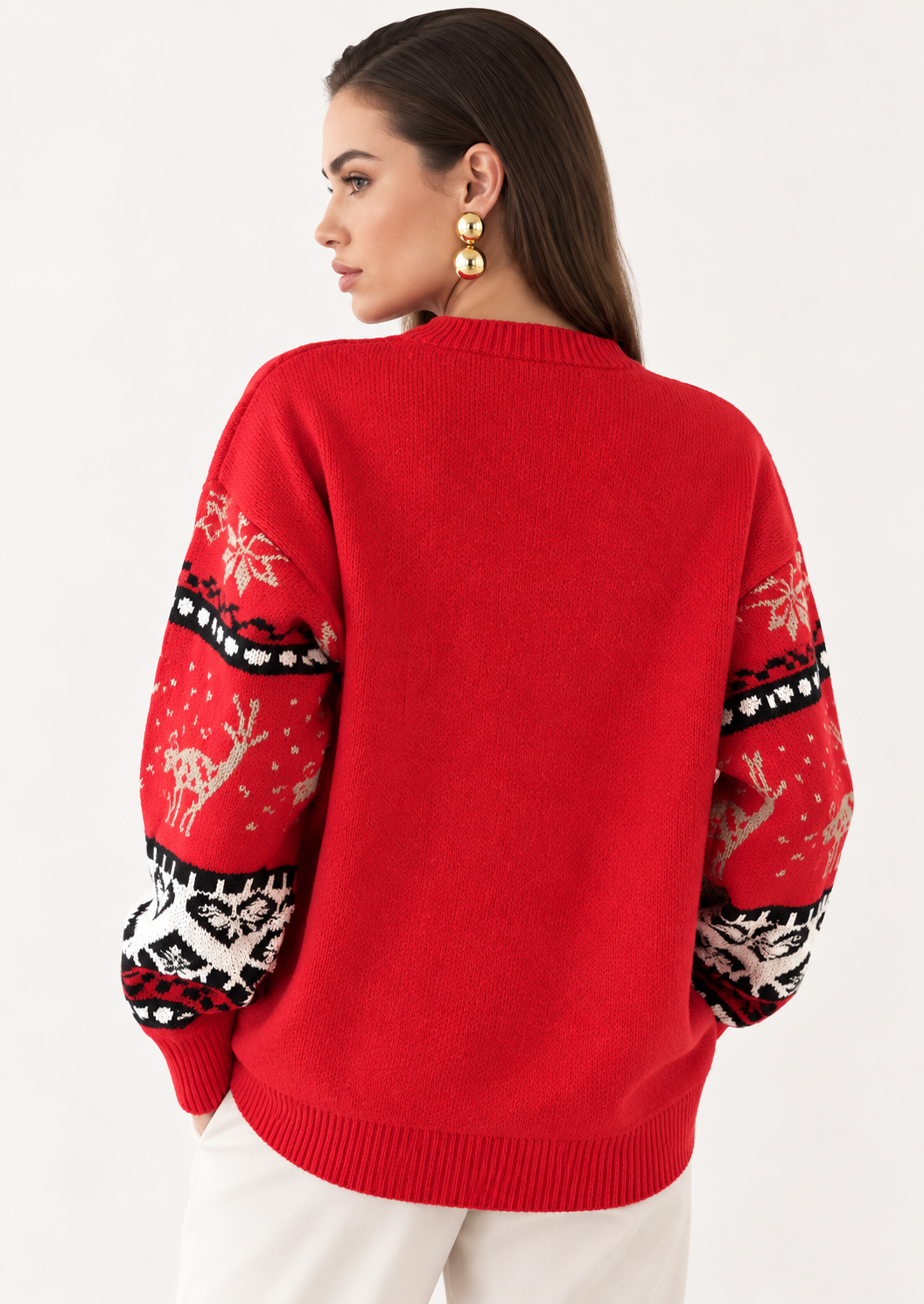 Festive Christmas Element Round Neck Sweater - FELLAURA