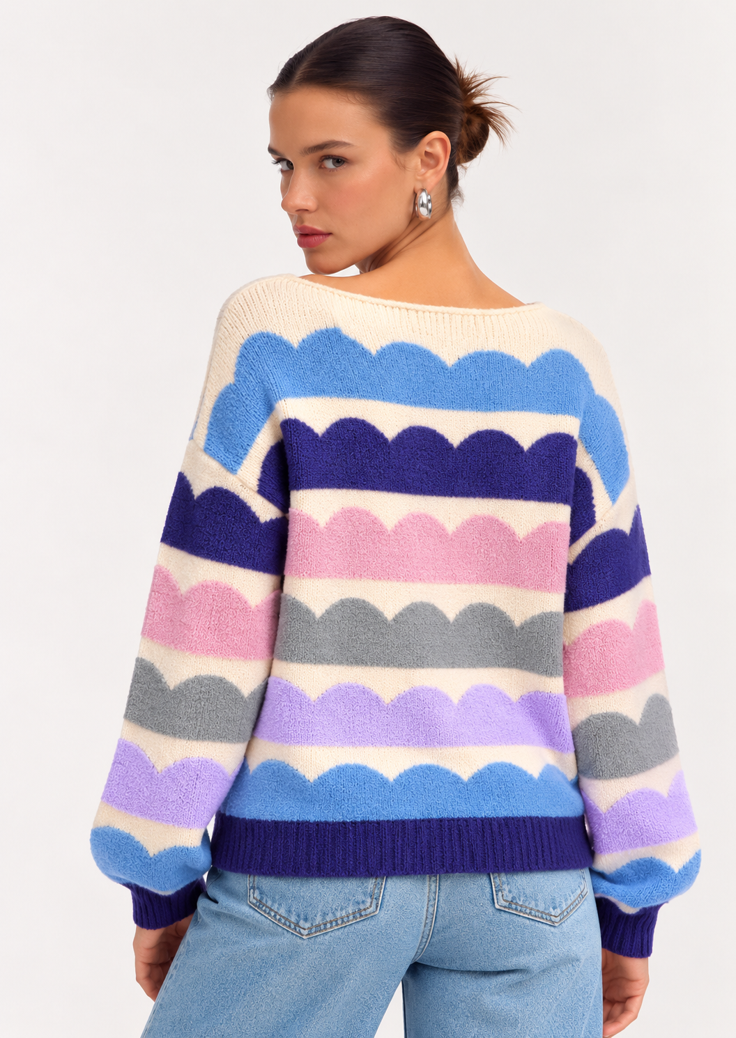 Contrast Boat Neck Sweater - FELLAURA