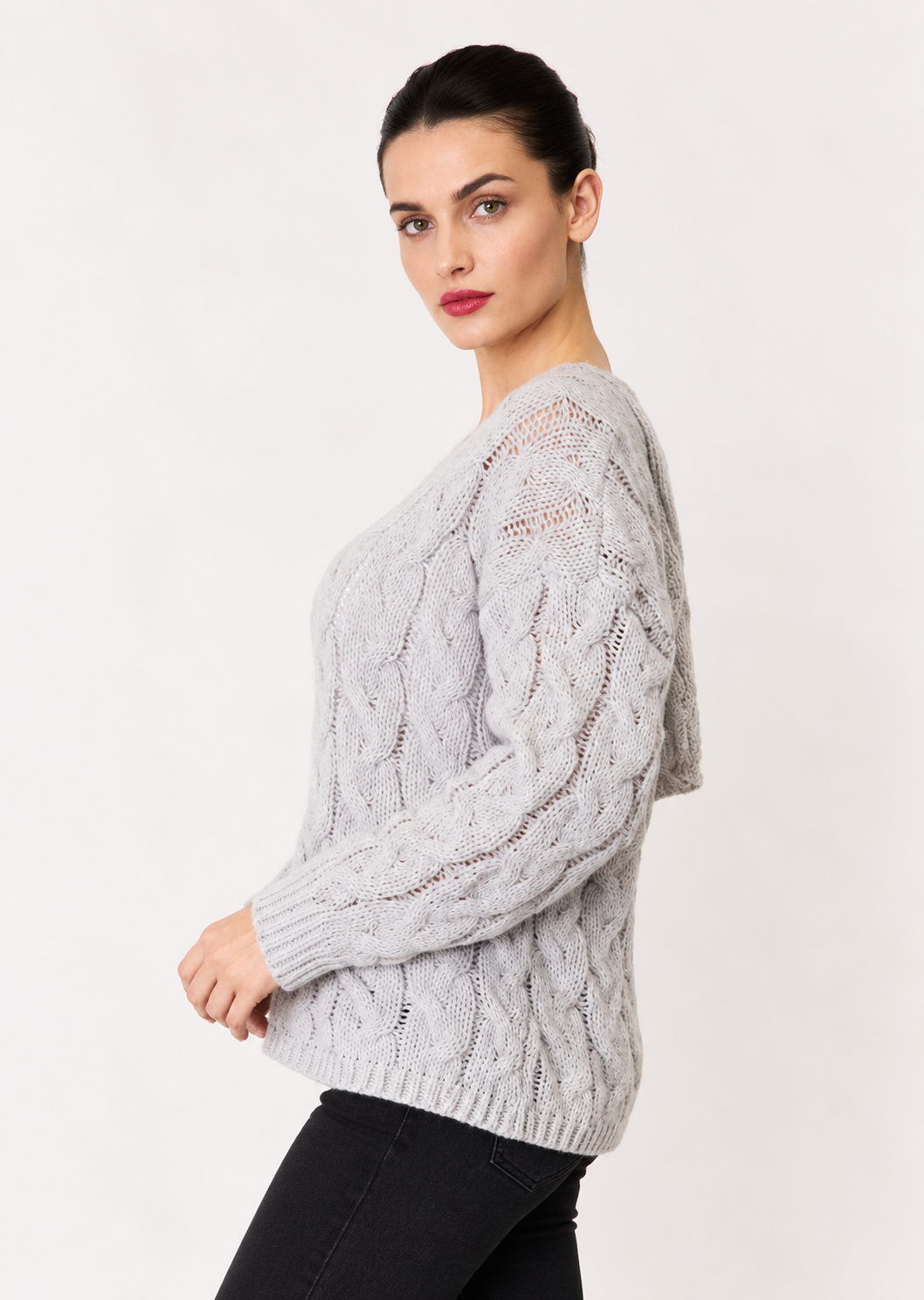 Woven Right Cable-Knit Hooded Sweater - FELLAURA