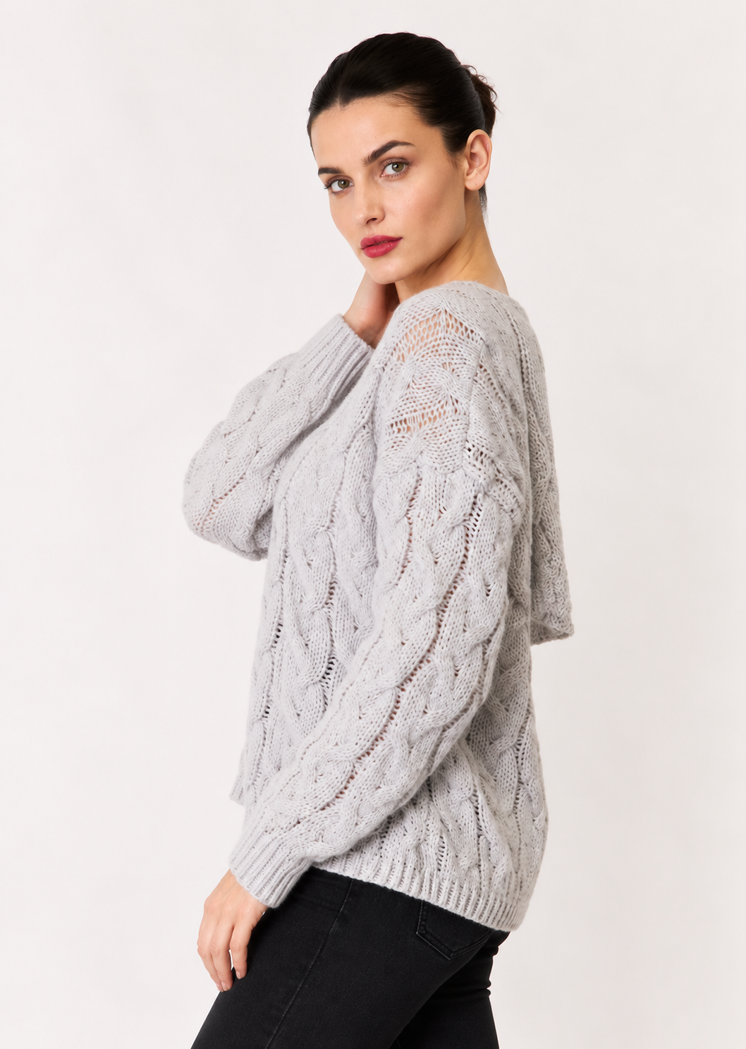 Woven Right Cable-Knit Hooded Sweater - FELLAURA