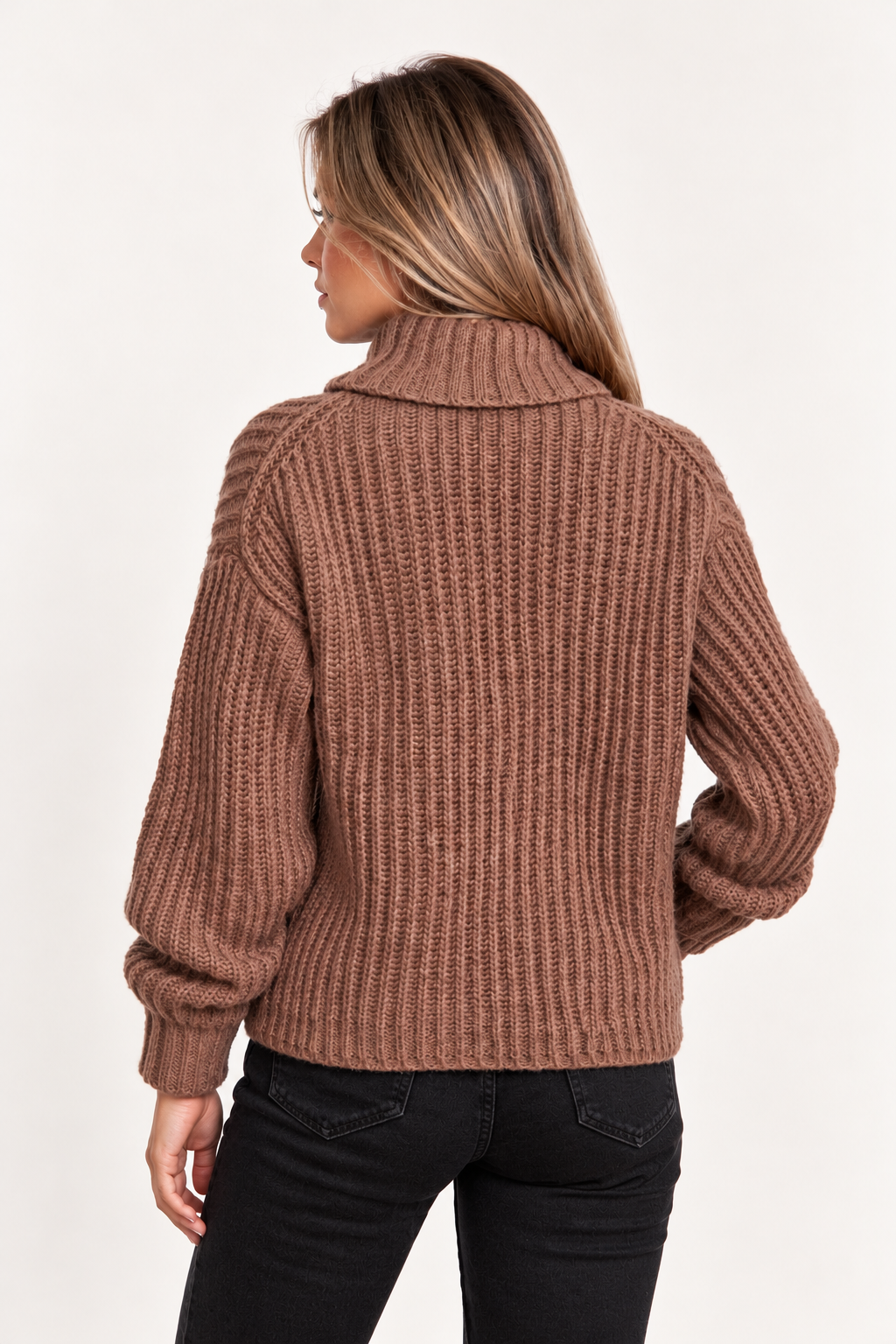Classic Rib-Knit Turtleneck Sweater - FELLAURA
