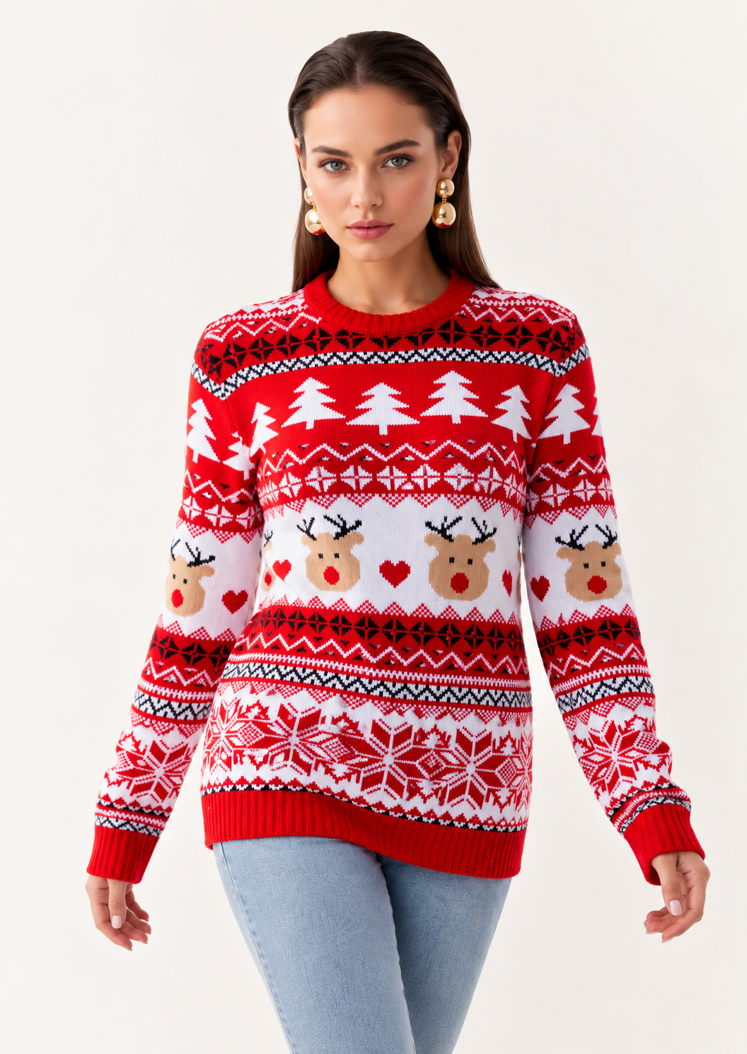 Classic Christmas Round Neck Knit Sweater