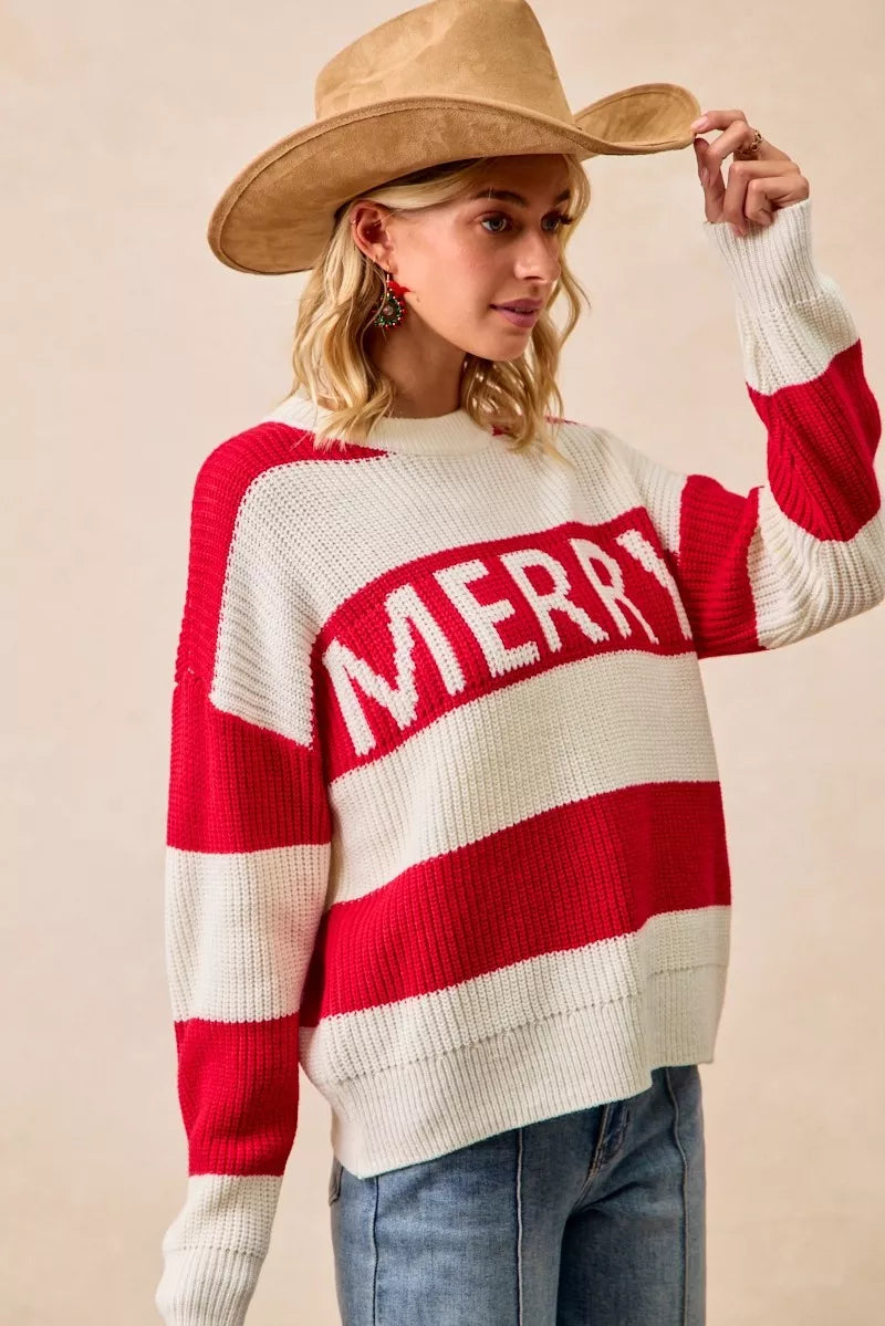 BiBi Christmas Merry Lettering Sweater - FELLAURA