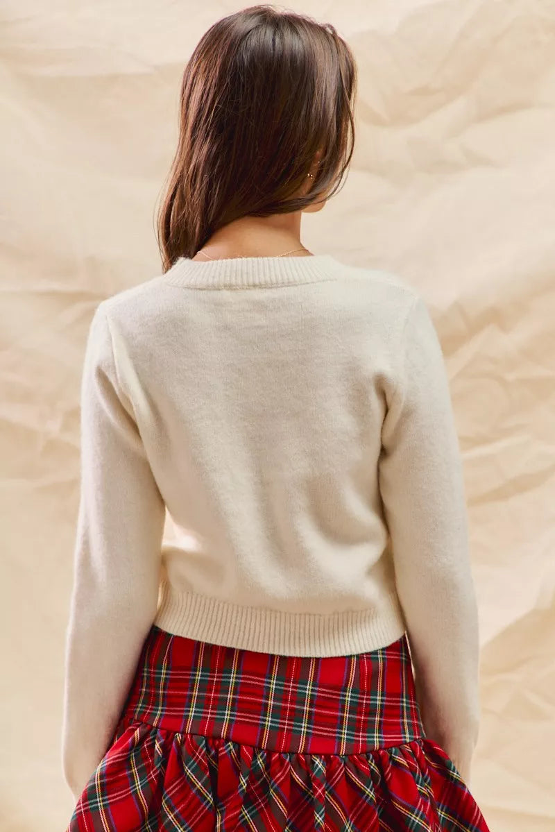 SO ME Christmas Candy Cone Cropped Sweater - FELLAURA