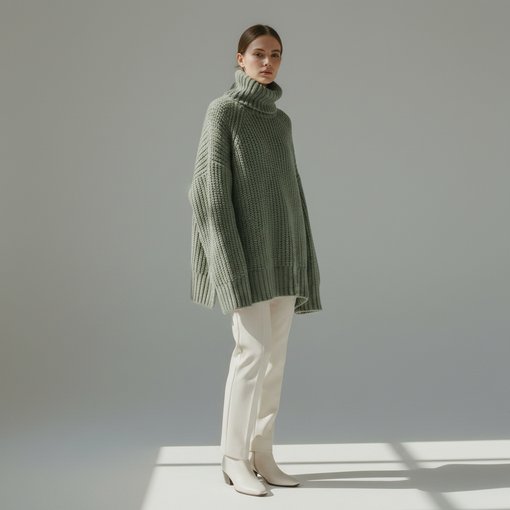 Sage Green Turtleneck Sweater - 1:1